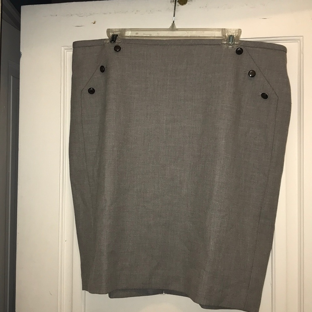 White House Black Market grey sailor button skirt